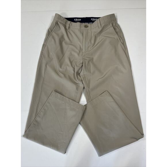 Izod Men’s khaki Golf Pants Flat Front 30x30 RN36543 - Picture 1 of 7